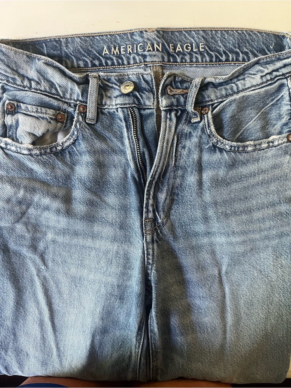 American Eagle Outfitters Light Blue Wide-Leg Straight Jeans
